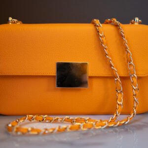 Sac orange cuir pleine fleur